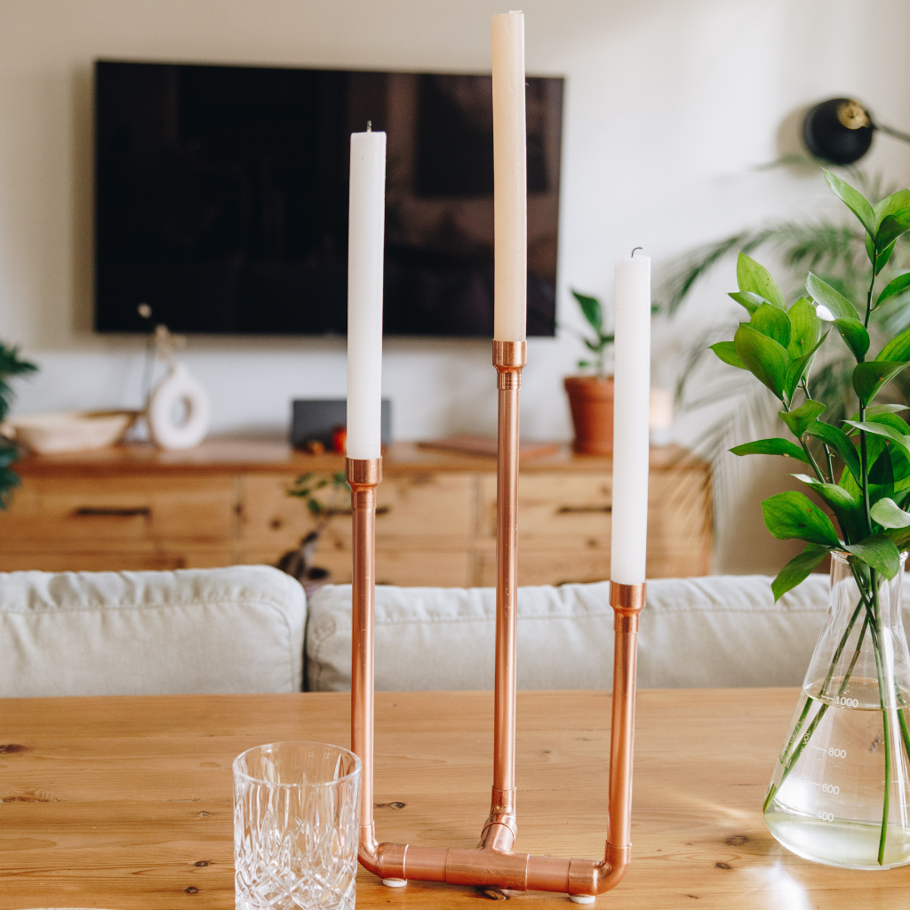 Copper Trio Candle Stick Holder