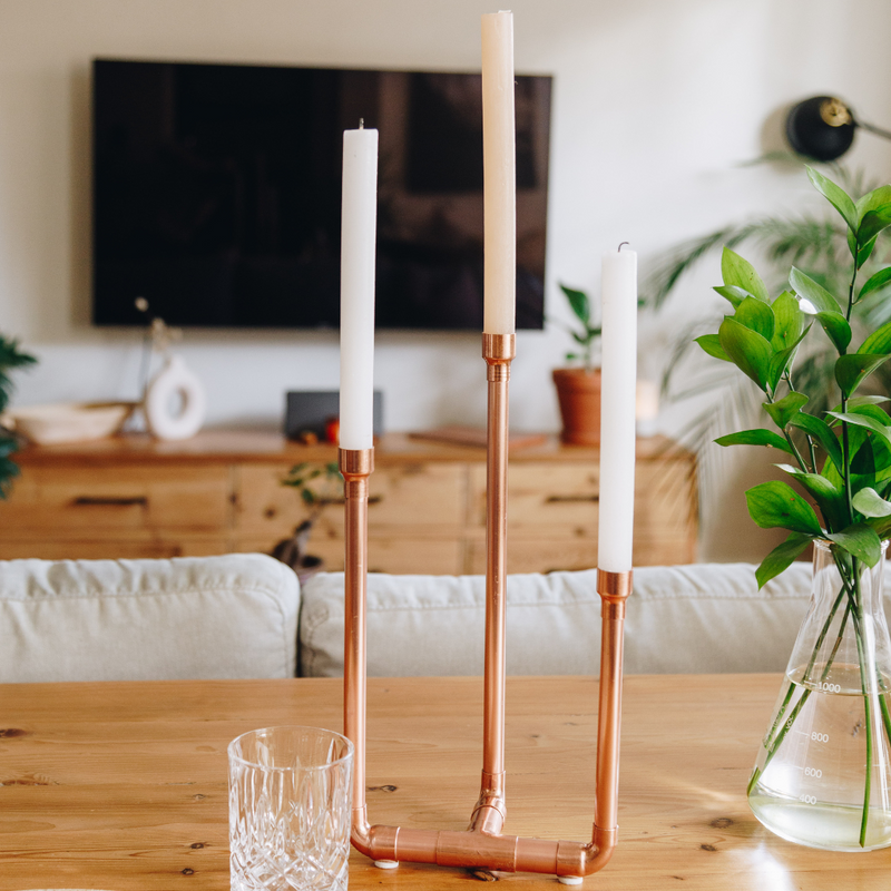 Copper Trio Candle Stick Holder