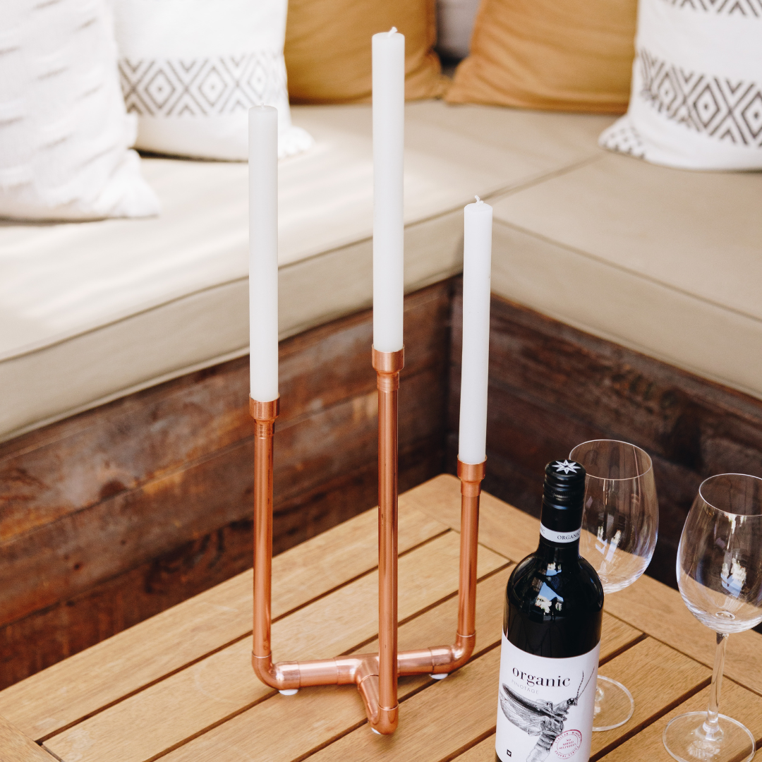 Copper Trio Candle Stick Holder