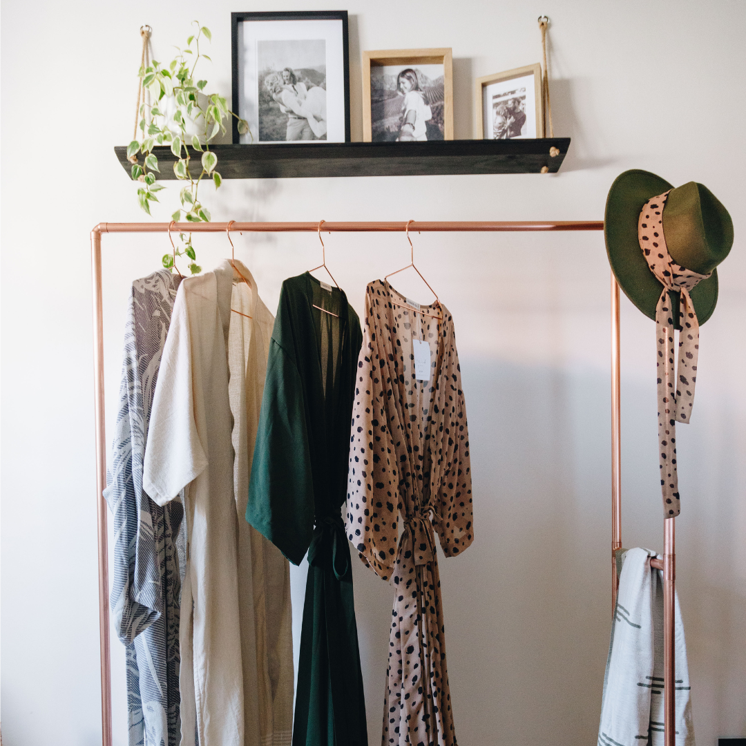 Copper Clothing Rail with Side Rail