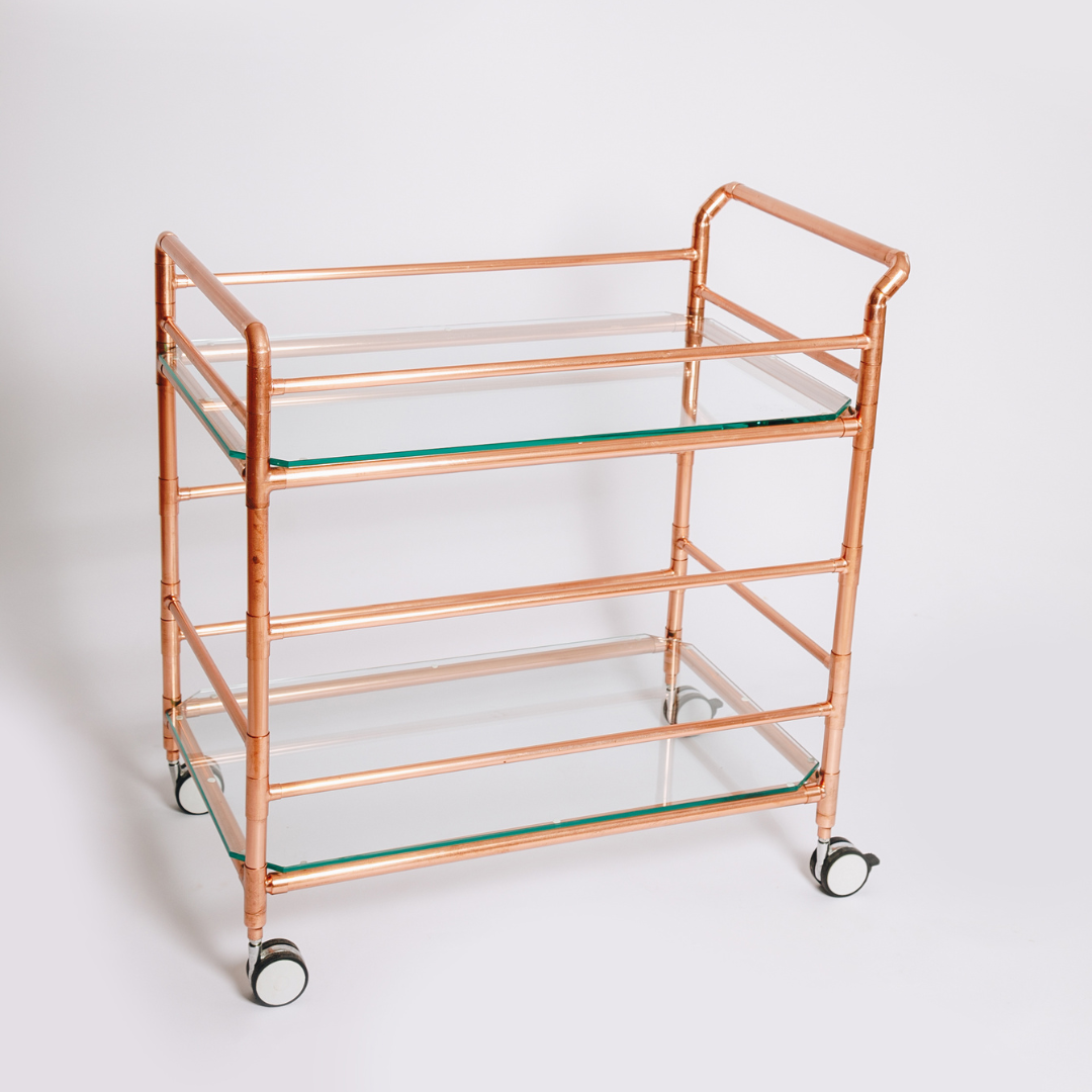 Copper Glass Drinks Trolley