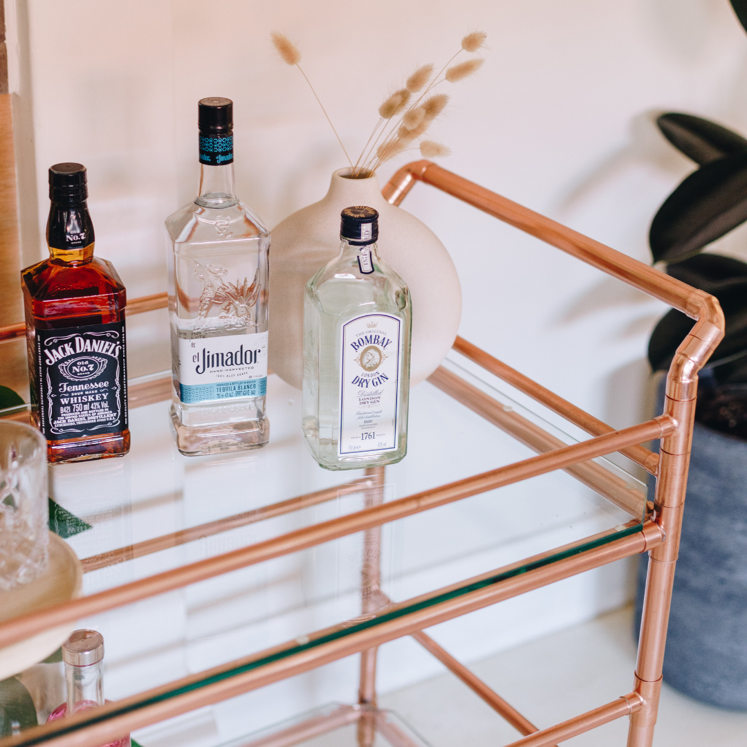 Copper Glass Drinks Trolley