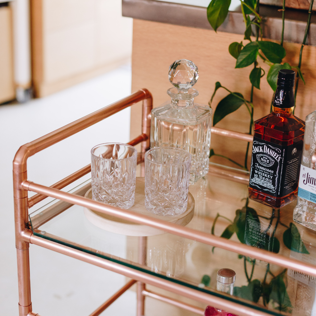 Copper Glass Drinks Trolley