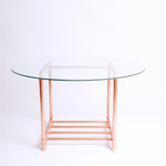 Large Copper Glass Top Coffee Table