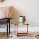 Small Copper Glass Top Coffee Table