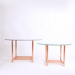 Small Copper Glass Top Coffee Table