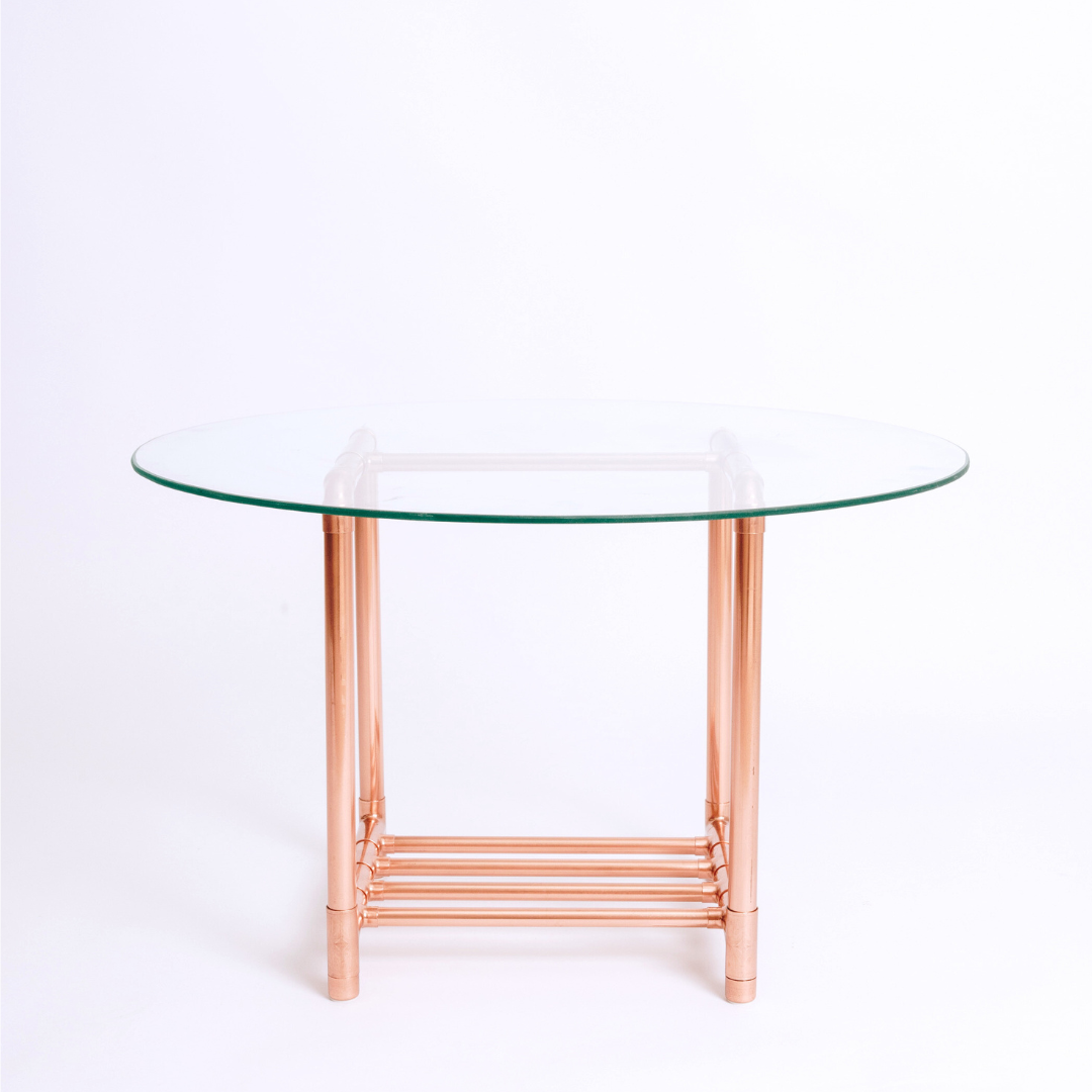 Small Copper Glass Top Coffee Table
