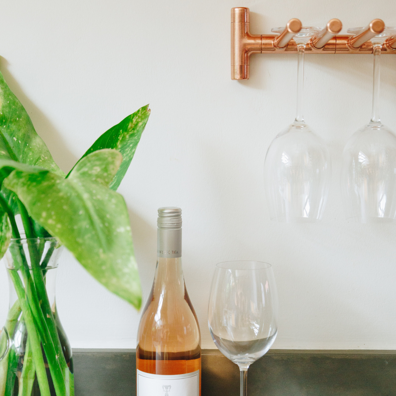 Copper Wall Mounted Four Glass Wine Holder