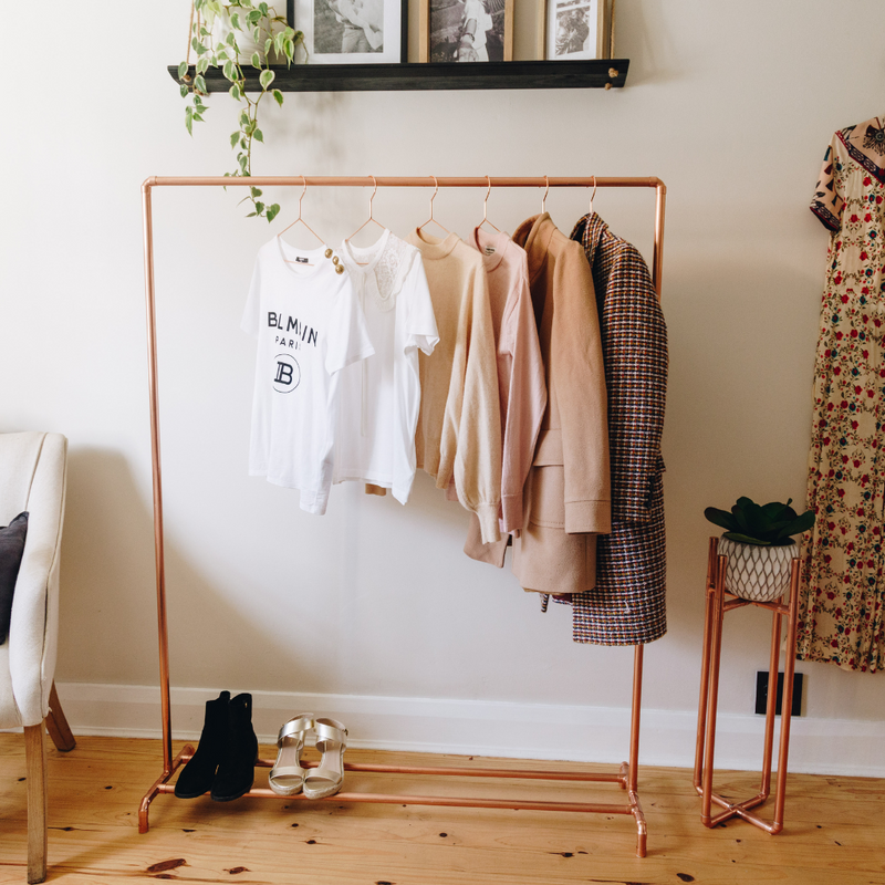 Copper Free Standing Clothing Shoe Rail Copptique