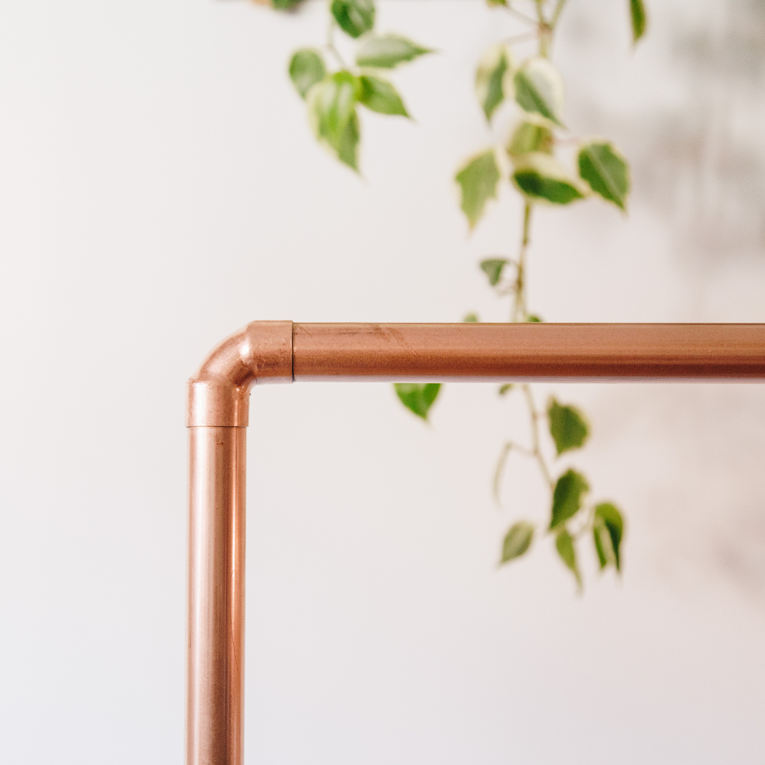 Copper Clothing Rail with Side Rail