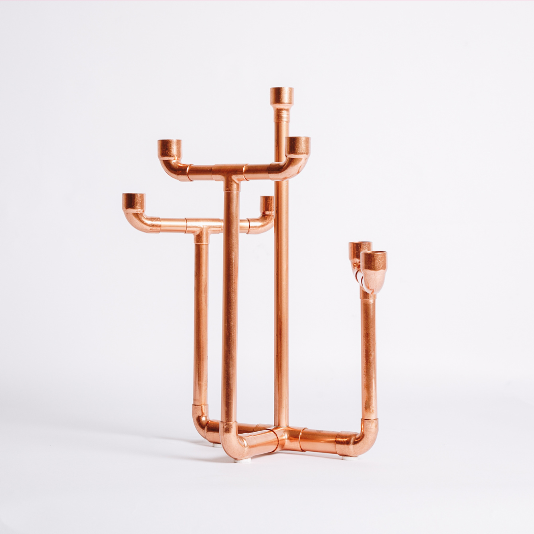 Compact Copper 7 Candle Holder
